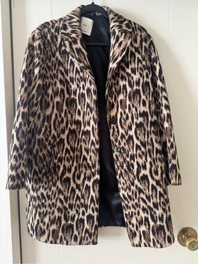Mango Leopard Print Coat in Brown and Black